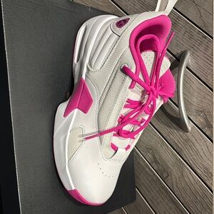Jordan White and Pink Big Kids Sneakers